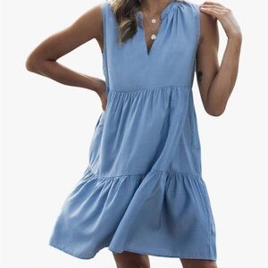 Cupshe Blue Sleeveless V-Neck Babydoll Sundress NWOT